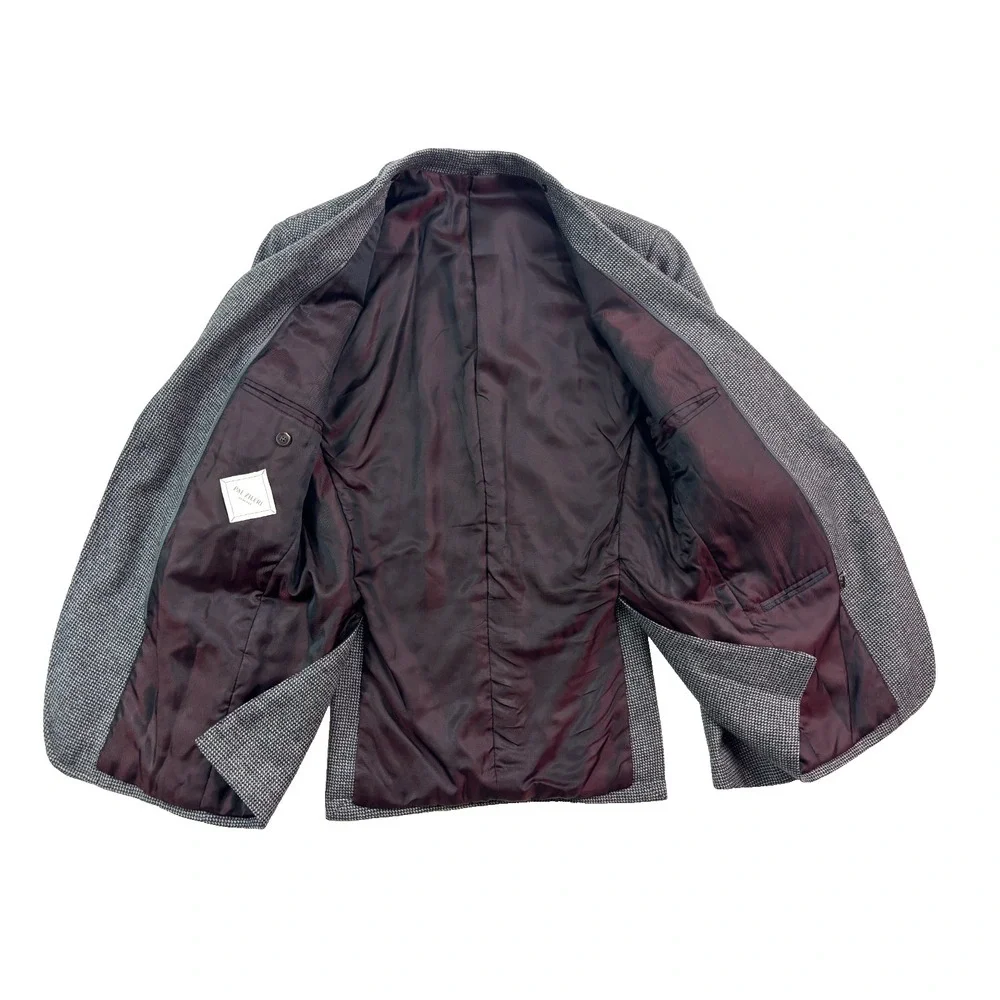 Pal Zileri MCMLXXX 38R Gray Check Flannel Wool‎ Blazer Jacket Sport Suit Coat